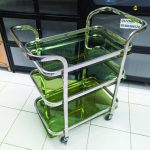 TEA TROLLY 3 SHELF TWO HANDEL GREEN