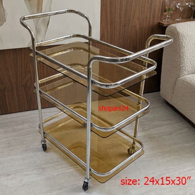 coffi Tea and serving trolly (Golden/Coffee) - Image 1